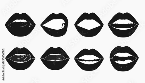 Diverse Lip Expressions - A Silhouette Collection of Mouth Gestures.