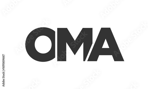 OMA logo design template with strong and modern bold text. Initial based vector logotype featuring simple and minimal typography. Trendy company identity.