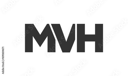 MVH logo design template with strong and modern bold text. Initial based vector logotype featuring simple and minimal typography. Trendy company identity.