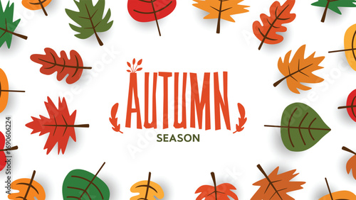 Autumn Season Banner with Seasonal Decoration Background.