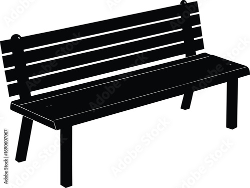Simple black silhouette park bench outdoor seating