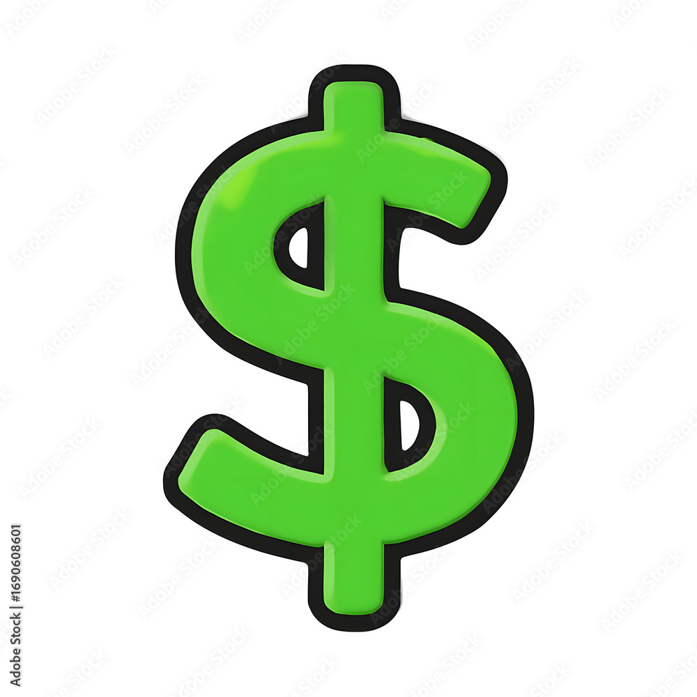 Obraz premium Green 3D Dollar Currency Symbol for Finance Wealth and Banking
