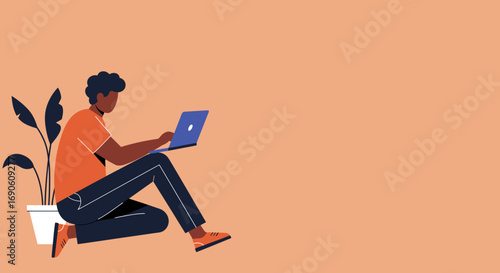 Person working on a laptop, embodying remote work, online learning, or digital freelancing. Ideal for modern business, education, and lifestyle concepts.