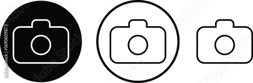 Camera icon set collection group in black flat and line style, photography device symbol pack, photo capture shoot equipment bundle, isolated on transparent background, vector illustration