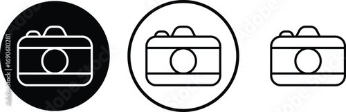 Camera icon set collection group in black flat and line style, photography device symbol pack, photo capture shoot equipment bundle, isolated on transparent background, vector illustration