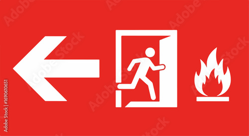 Emergency Fire Exit Sign Direction Left.
