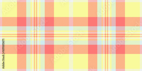 Vibrant, cheerful plaid pattern in pastel yellows, oranges, pinks, and blues. Perfect for backgrounds, textiles, and designs requiring a soft, refreshing, and stylish texture.