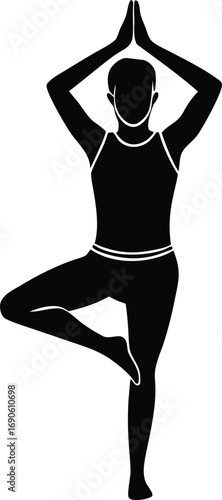 Yoga pose silhouette woman tree pose fitness exercise