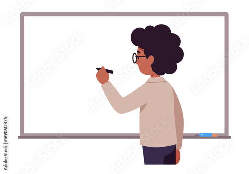 Person Writing on Whiteboard with Marker in Hand