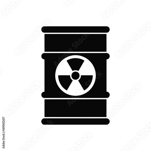 Black silhouette of a radioactive waste barrel icon