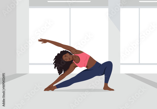 Woman in Extended Side Angle Yoga Pose