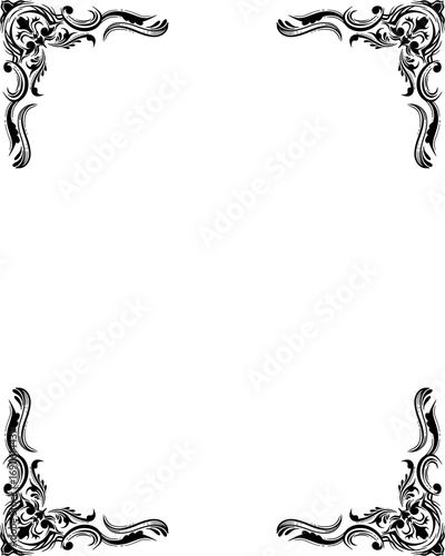 Vintage Ornamental Frame Border in Black and White