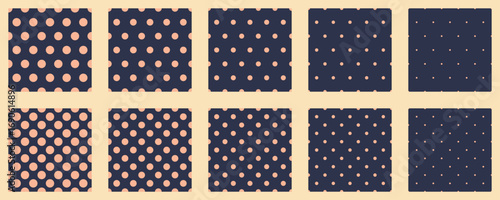Set polka dots seamless vector pattern. Simple background for web or print. Abstract surface.