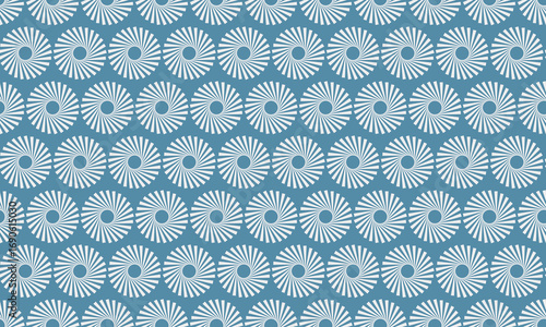 Elegant seamless pattern of stylized sunbursts on a calming blue background.  Perfect for textile design, wallpaper, website backgrounds, and decorative projects.