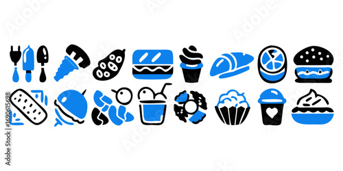 A clean vector modern style, food and drink icon set.