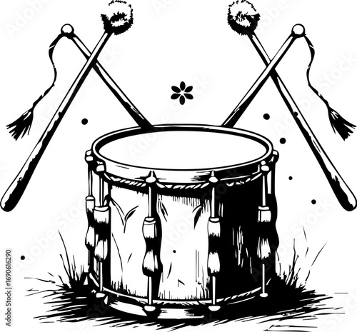 Dynamic drum performance at local festival artistic display outdoor setting vibrant atmosphere engaging perspective
