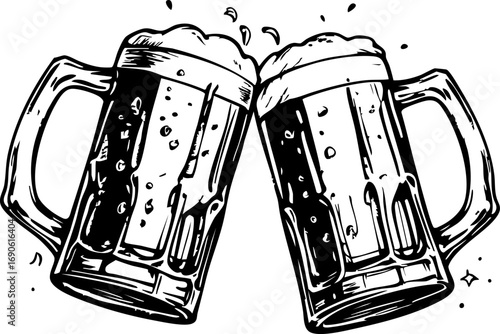 Cheers to friendship celebrating moments with beer mugs at a festive gathering rustic atmosphere upward angle joyous