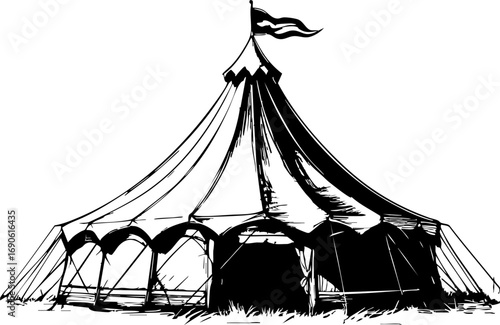 Circus tent celebration outdoor festival festive atmosphere artistic perspective community gathering