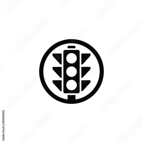 Simple black and white icon of a traffic signal