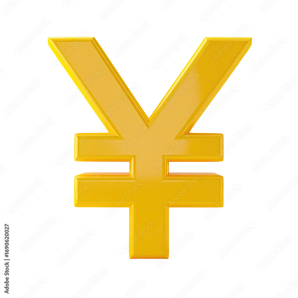 Fototapeta premium Gold Yen symbol, 3D stylized