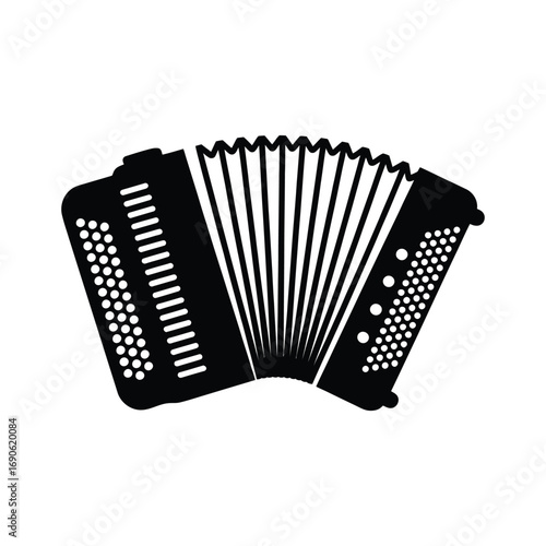 Black silhouette of an accordion musical instrument