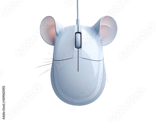 White mouse with large ears, detailed design