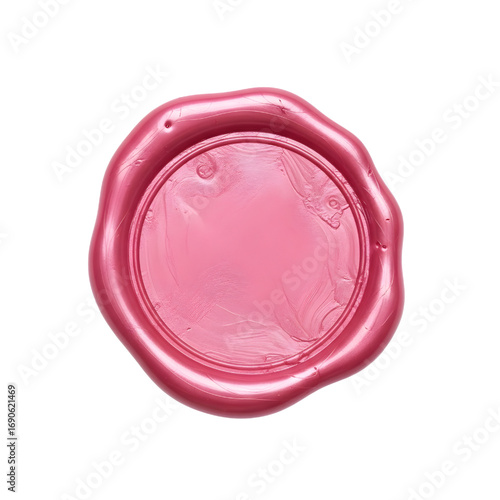 Pink wax seal isolated on white, blank Pink wax seal