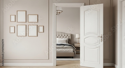 Stylish Bedroom Interior with Wall Art.