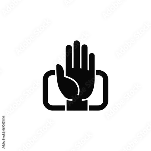 Black hand icon with support brackets
