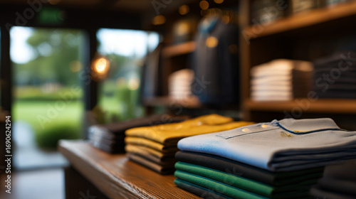 Interior of a stylish golf apparel boutique