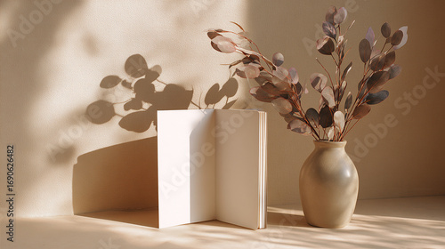 Open notebook with eucalyptus for cozy days