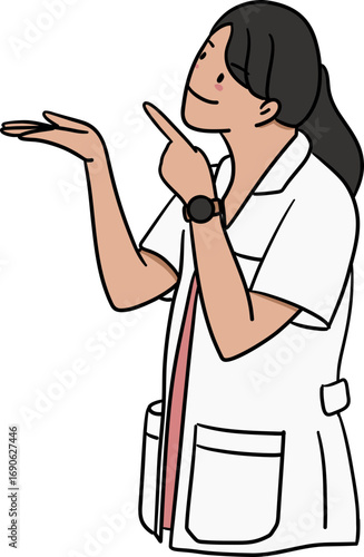 illustraiton of indian woman doctor presenting product