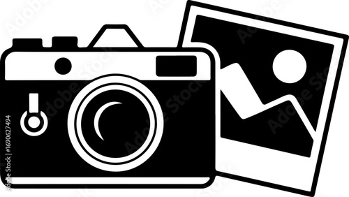 Camera and photo snapshot silhouette vector illustration