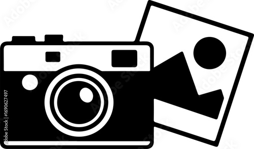 Camera and photo snapshot silhouette vector illustration