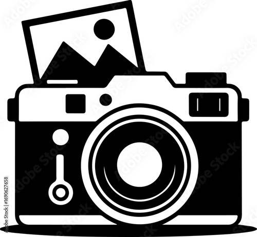 Camera and photo snapshot silhouette vector illustration