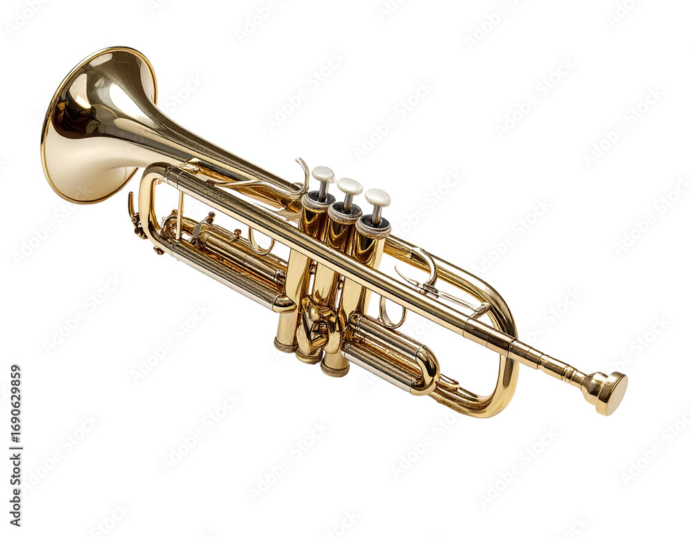 Obraz premium Polished brass trumpet angled view