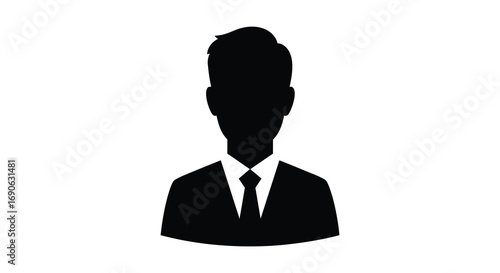 silhouette of man wearing suit and tie on white background