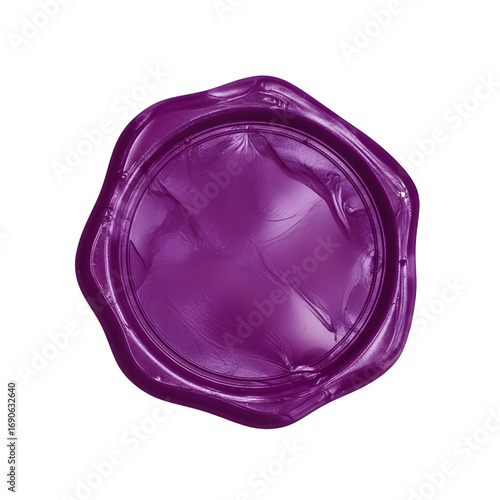 3D Purple wax seal isolated on white