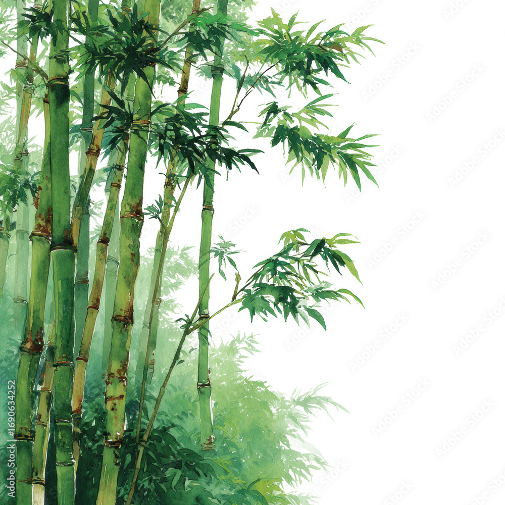Fototapeta premium Bamboo growth and beauty natural forest tranquil environment view isolated on transparent background, png