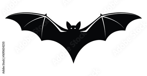 Stylized bat silhouette with wide wings, pointed ears, and glowing eyes, perfect for Halloween, spooky themes, and nocturnal design concepts