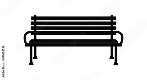 a simple black silhouette of a park bench