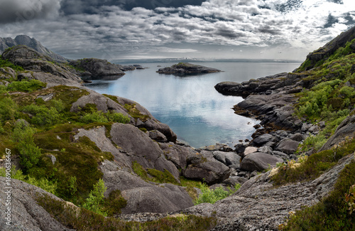 Hiking Trail At The Coast Of Nusfjord On Lofoten Islands In Norway