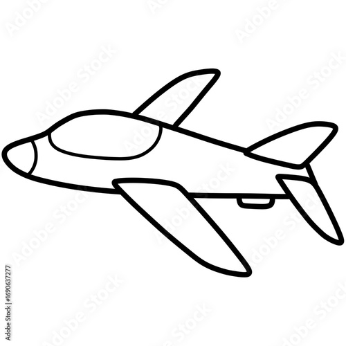 jet plane cartoon illustration outline 