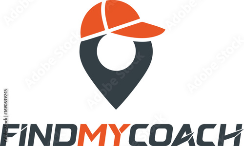 Find My Coach Logo Design with Location Pin and Cap – Modern Branding Template for Coaching Apps, Fitness Trainers, Mentorship Platforms, and Startups--Editable Text