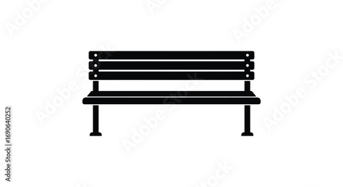 a simple black silhouette of a park bench isolated