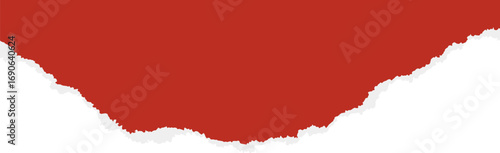 Ripped paper piece. Realistic red torn edges paper for scrapbooking and template design. Textured teared sheet for banner and collage.