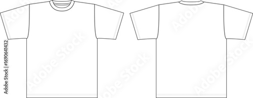 アパレル製品、Tシャツの絵型（平面図）白色
Apparel products, T-shirt design (top view) white