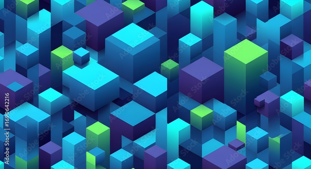 Obraz premium Vibrant geometric pattern with 3D cubes, modern futuristic design 2