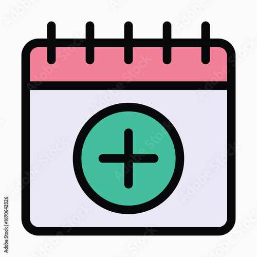 Add Calendar Isolated Vector Lineal Color Icon