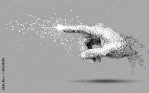 Wallpaper Mural Digital hand with glowing particles pointing forward in a futuristic concept Torontodigital.ca